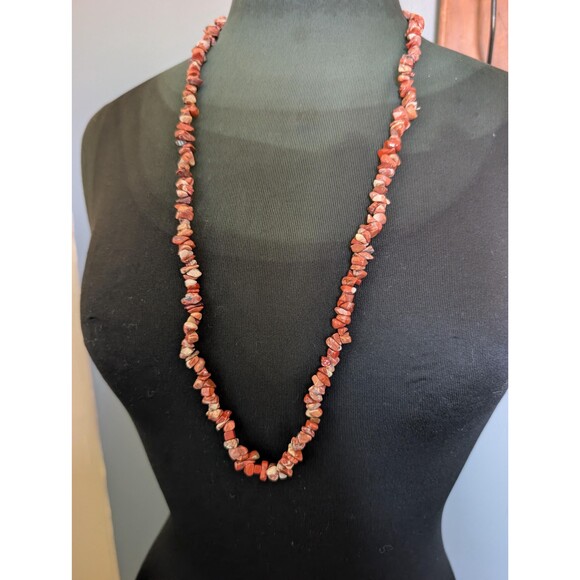 Vintage Southwestern Red Jasper Necklace, Stone Nugget Necklace - Picture 2 of 7